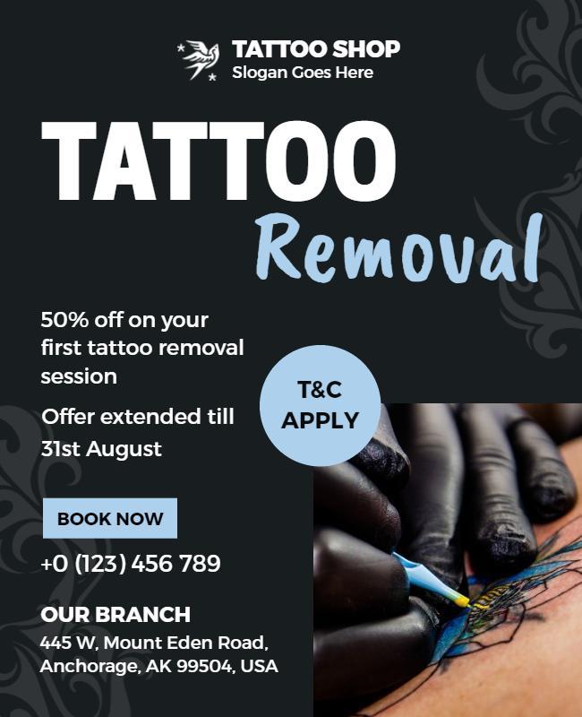 Modern Blue Tattoo Removal Promotion Flyer Template