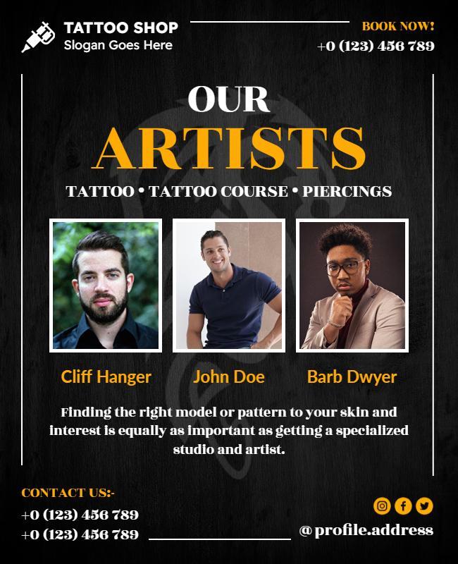 Tattoo Shop Artists Introduction Flyer Template