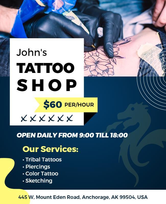 Tattoo Shop Services Promotional Flyer Template