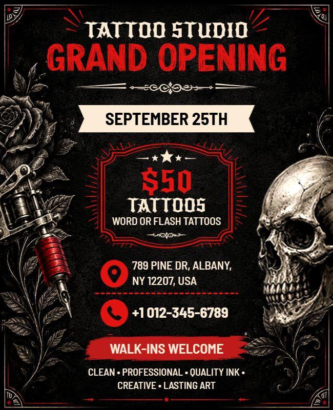 Tattoo Studio Grand Opening Flyer Template