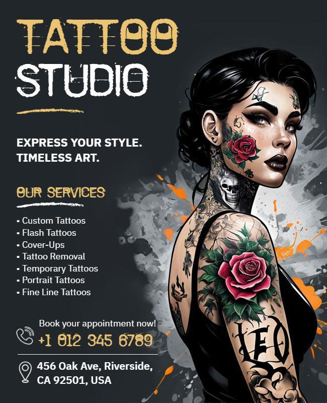 Tattoo Studio Promotional Services Flyer Template