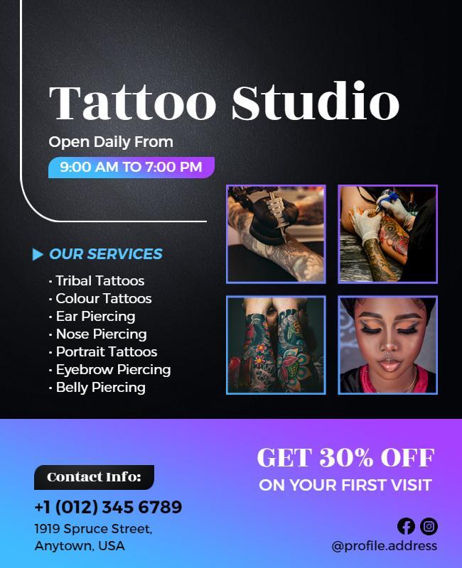 Tattoo Studio Services Promotional Flyer Template