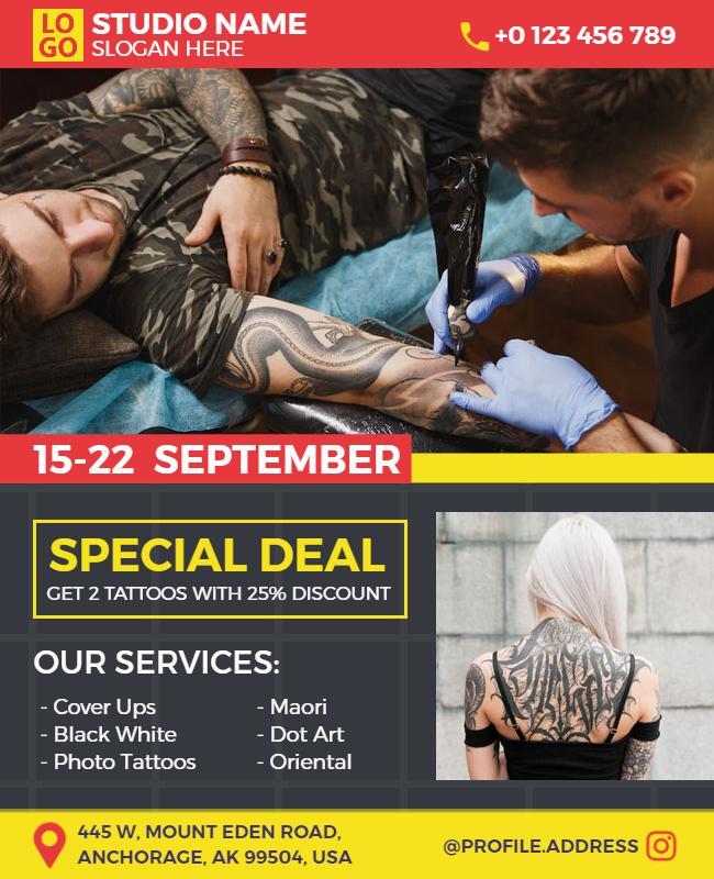 Tattoo Studio Special Deal Promotion Flyer Template