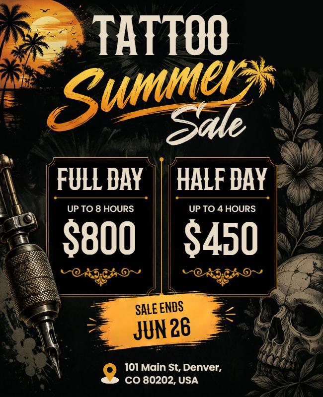 Tattoo Summer Sale Promotion Flyer Template