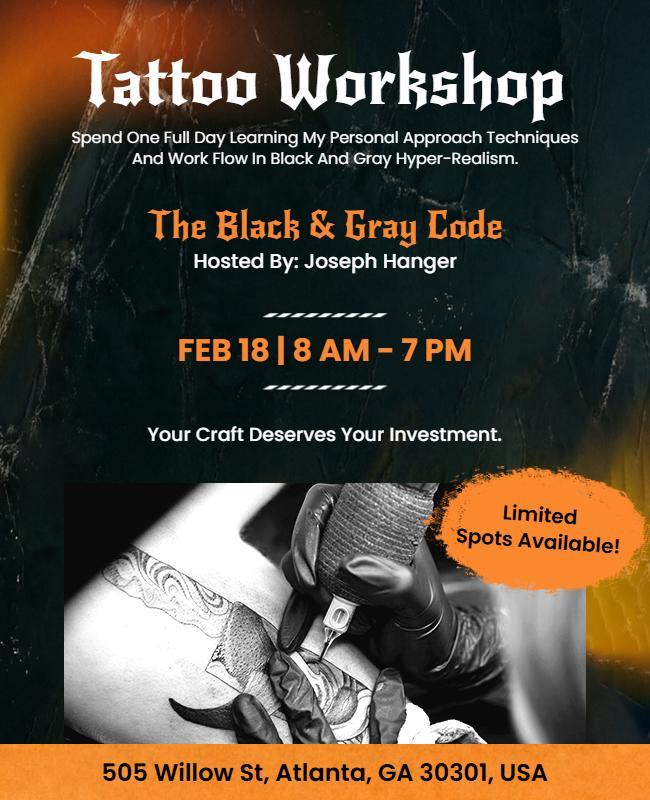 Tattoo Workshop Learning Session Flyer Template