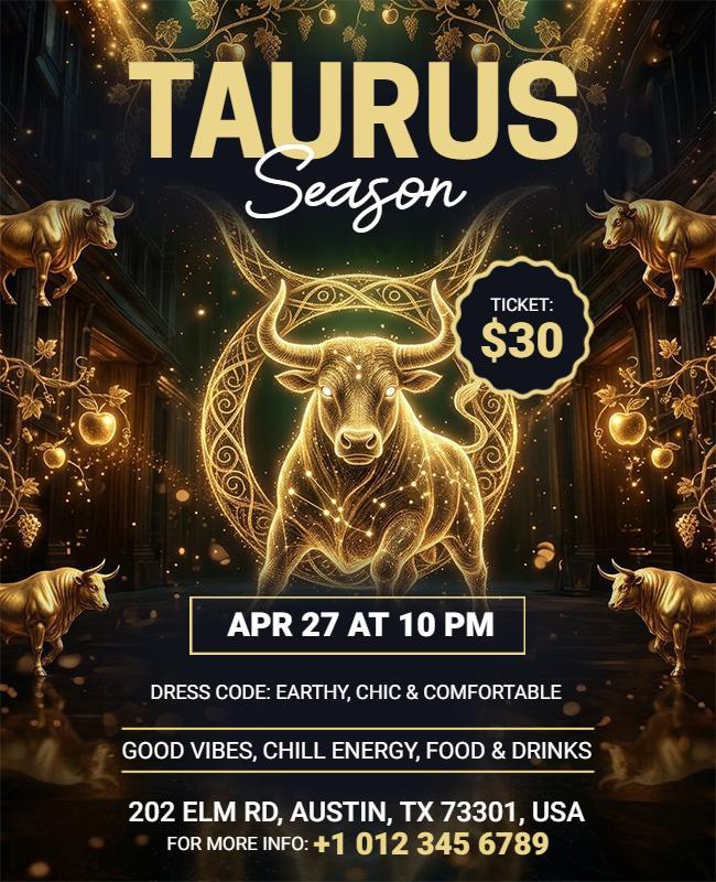 Taurus Season Event Flyer Template