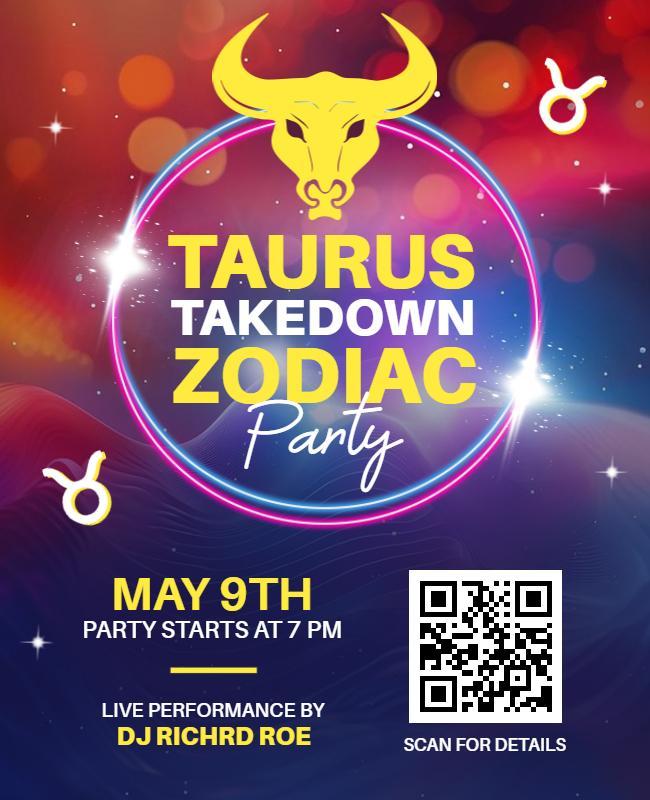 Taurus Zodiac Takedown Party Flyer Template