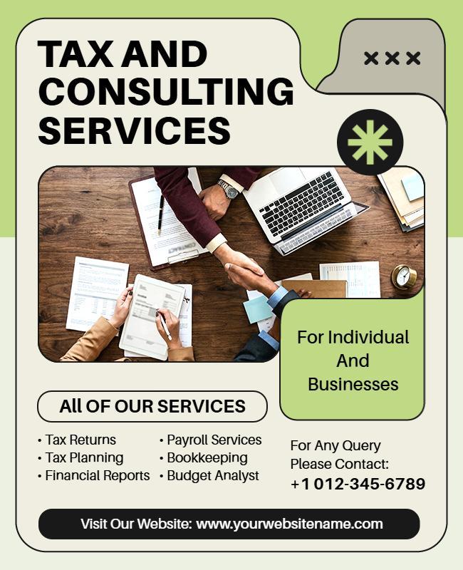 Tax and Consulting Services Promotional Poster Template