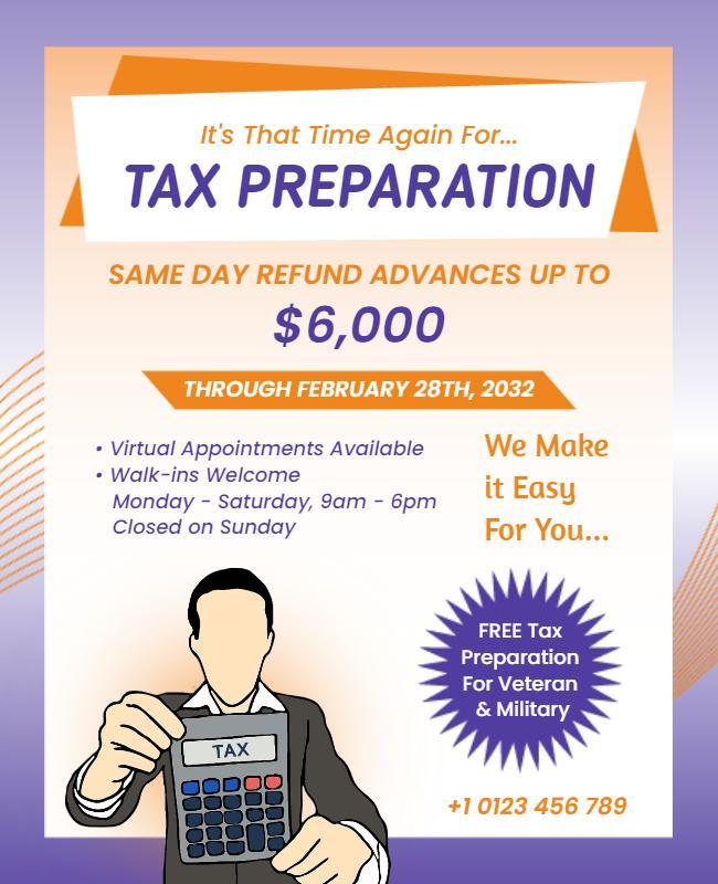 Tax Preparation Service Promotion Flyer Template