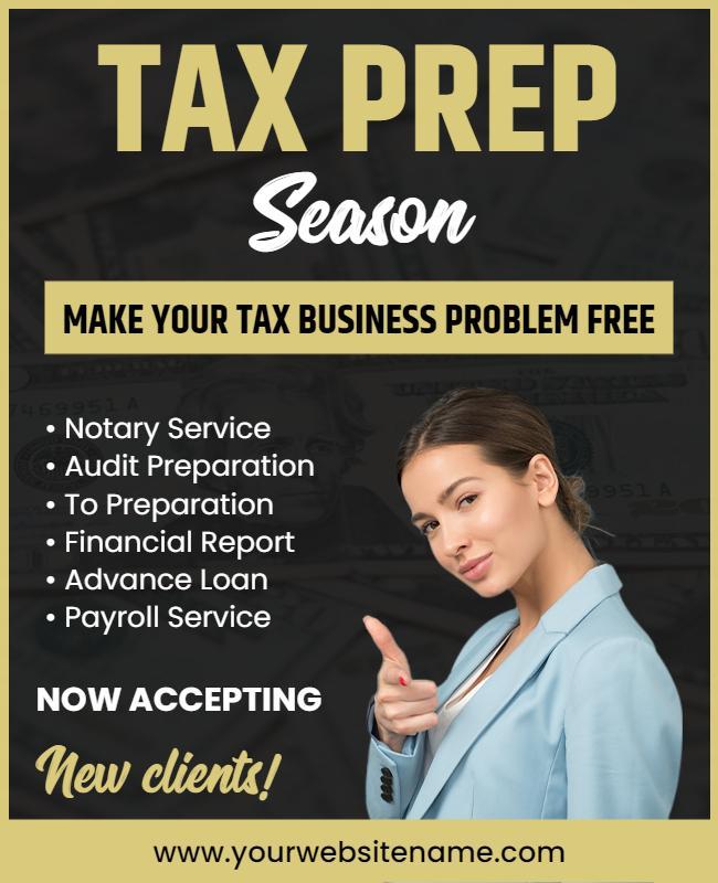 Professional Blue Tax Preparation Services Flyer Template