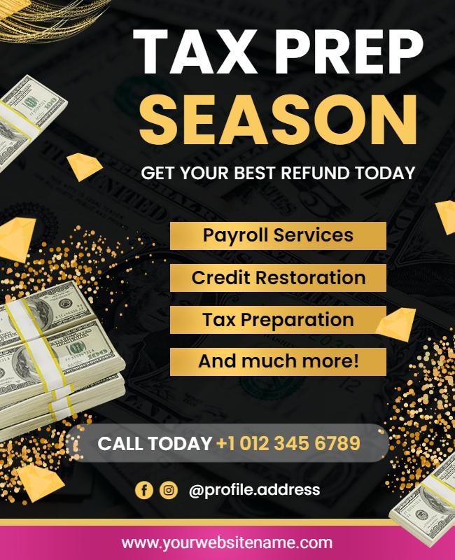 Bold Gold Financial Tax Preparation Services Flyer Template