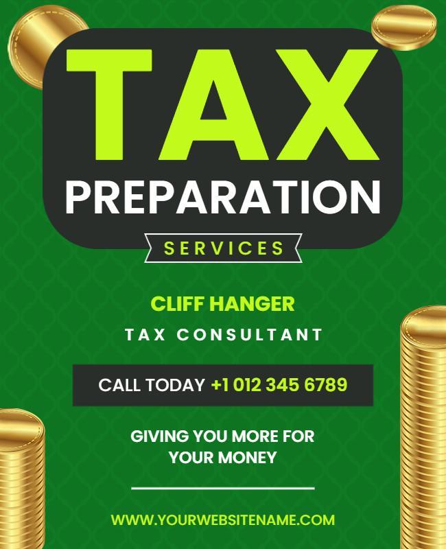 Vibrant Green Tax Preparation Services Flyer Template