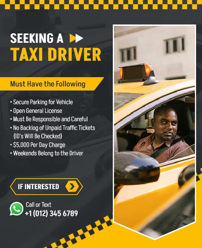 Taxi Driver Job Opportunity Flyer Template