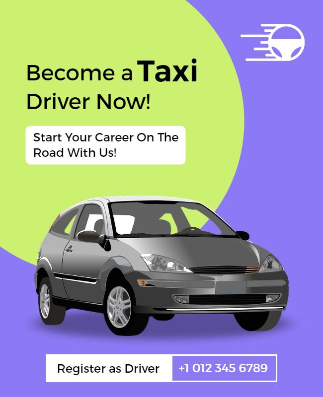 Taxi Driver Recruitment Promotion Flyer Template