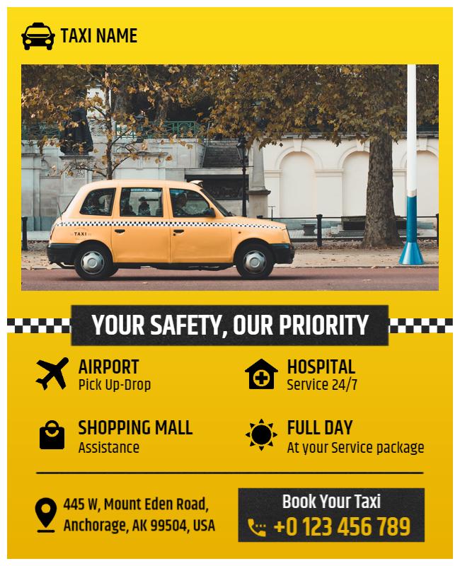 Taxi Service Safety Priority Flyer Template