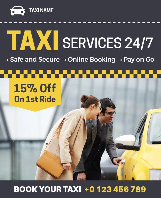 Taxi Services 247 Booking Promotion Flyer Template