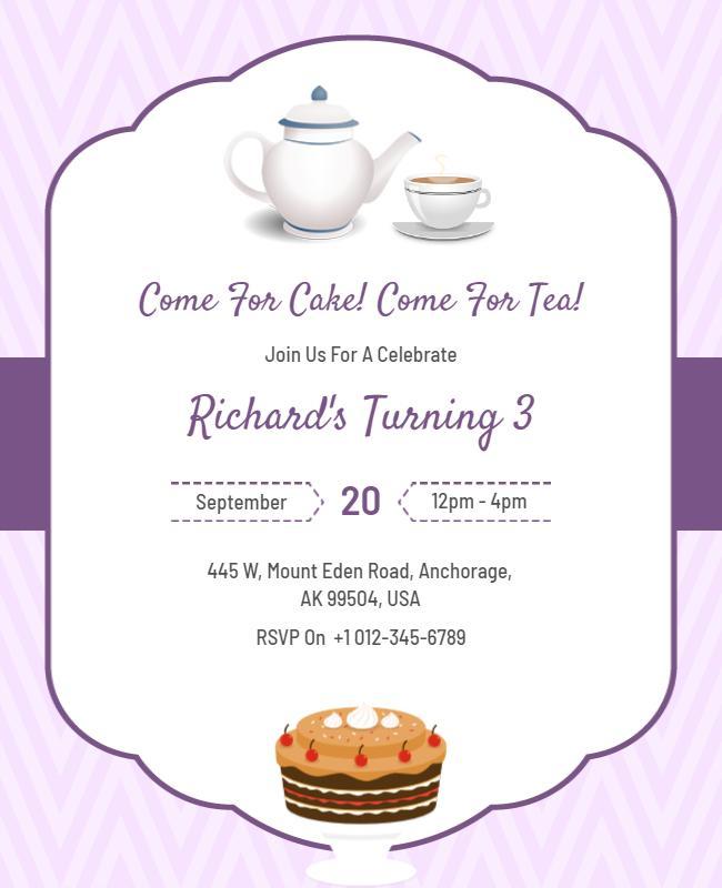 Tea Party Birthday Invitation Flyer Template