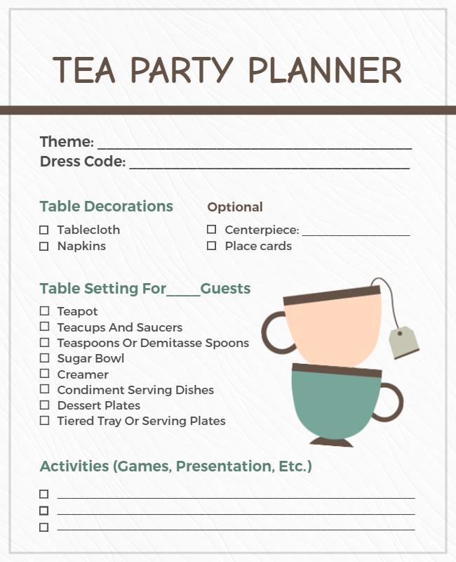 Tea Party Planning Checklist Flyer Template