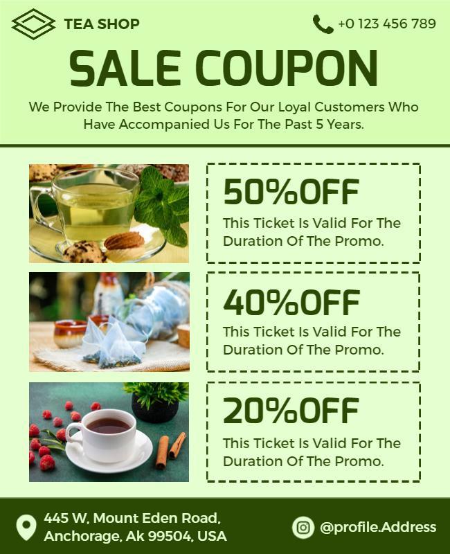 Tea Shop Discount Coupon Flyer Template