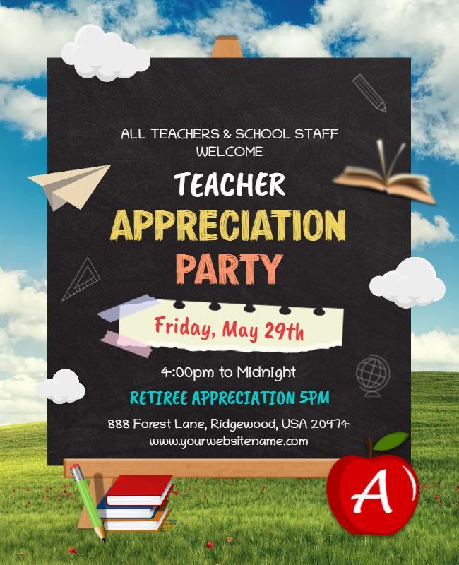 Teacher Appreciation Party Celebration Flyer Template