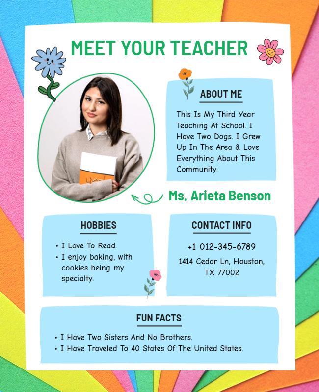 Teacher Introduction Meet and Greet Flyer Template