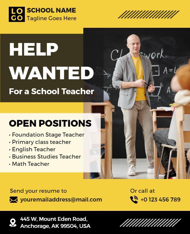 Teacher Recruitment Help Wanted Flyer Template