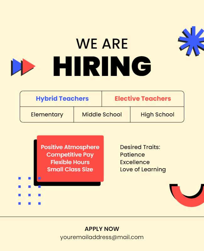 Teacher Recruitment Hiring Flyer Template