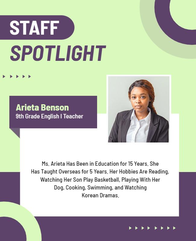 Teacher Staff Spotlight Highlight Flyer Template