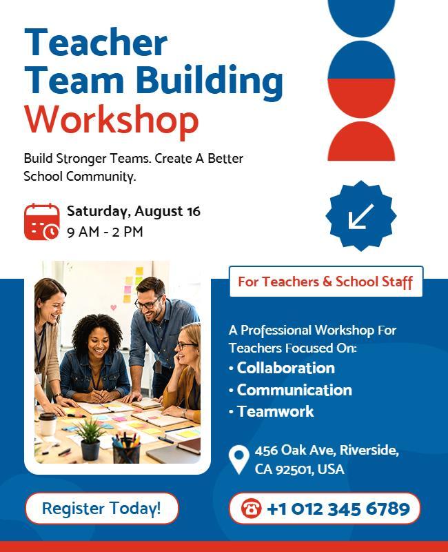 Teacher Team Building Workshop Flyer Template
