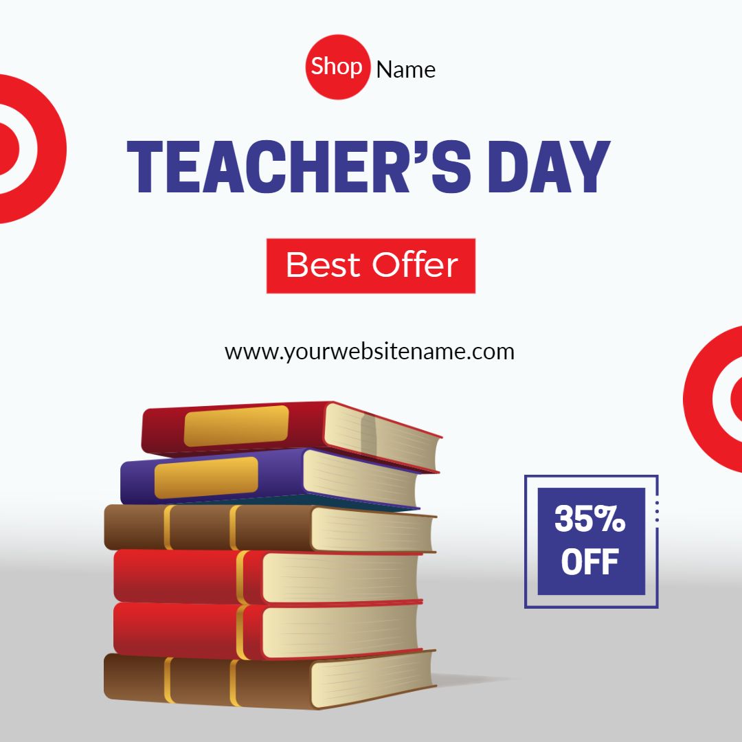 Teacher's Day Book Sale with 35% Off Promotion Ad Template