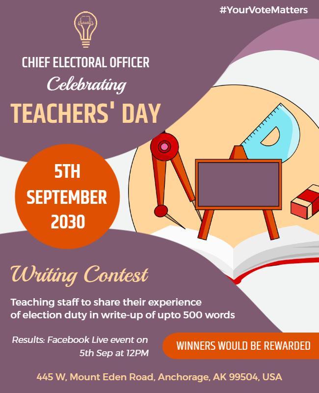 Teachers Day Writing Contest Flyer Template