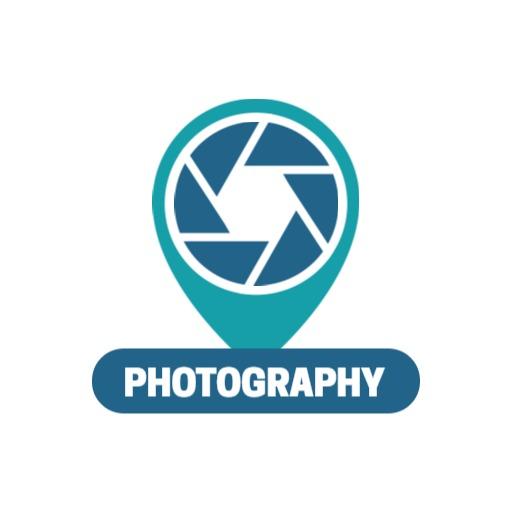 Teal and Blue Camera Icon Design Highlighting Photography Logo Template