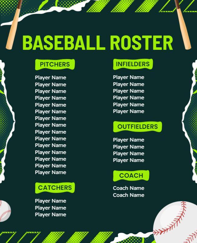 Team Baseball Roster Announcement Flyer Template