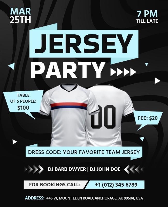 Team Jersey Theme Party Flyer Template