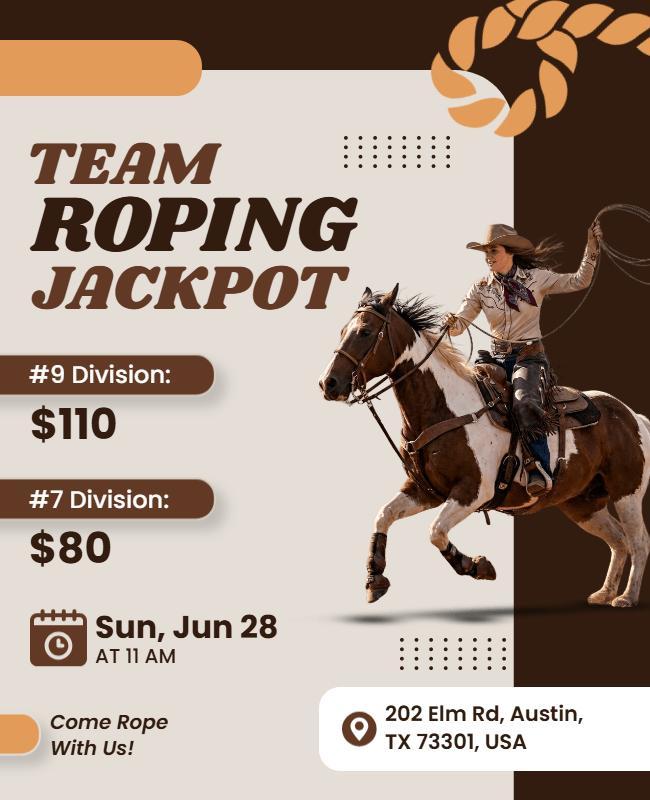 Team Roping Jackpot Event Flyer Template