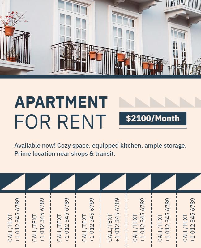 Tear Off Apartment Rental Listing Flyer Template