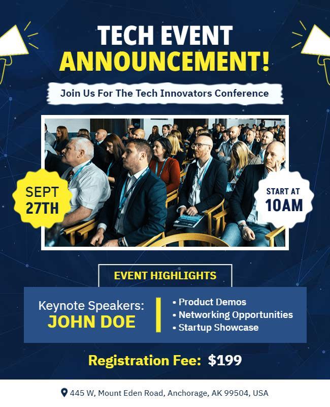 Tech Innovators Conference Announcement Flyer Template