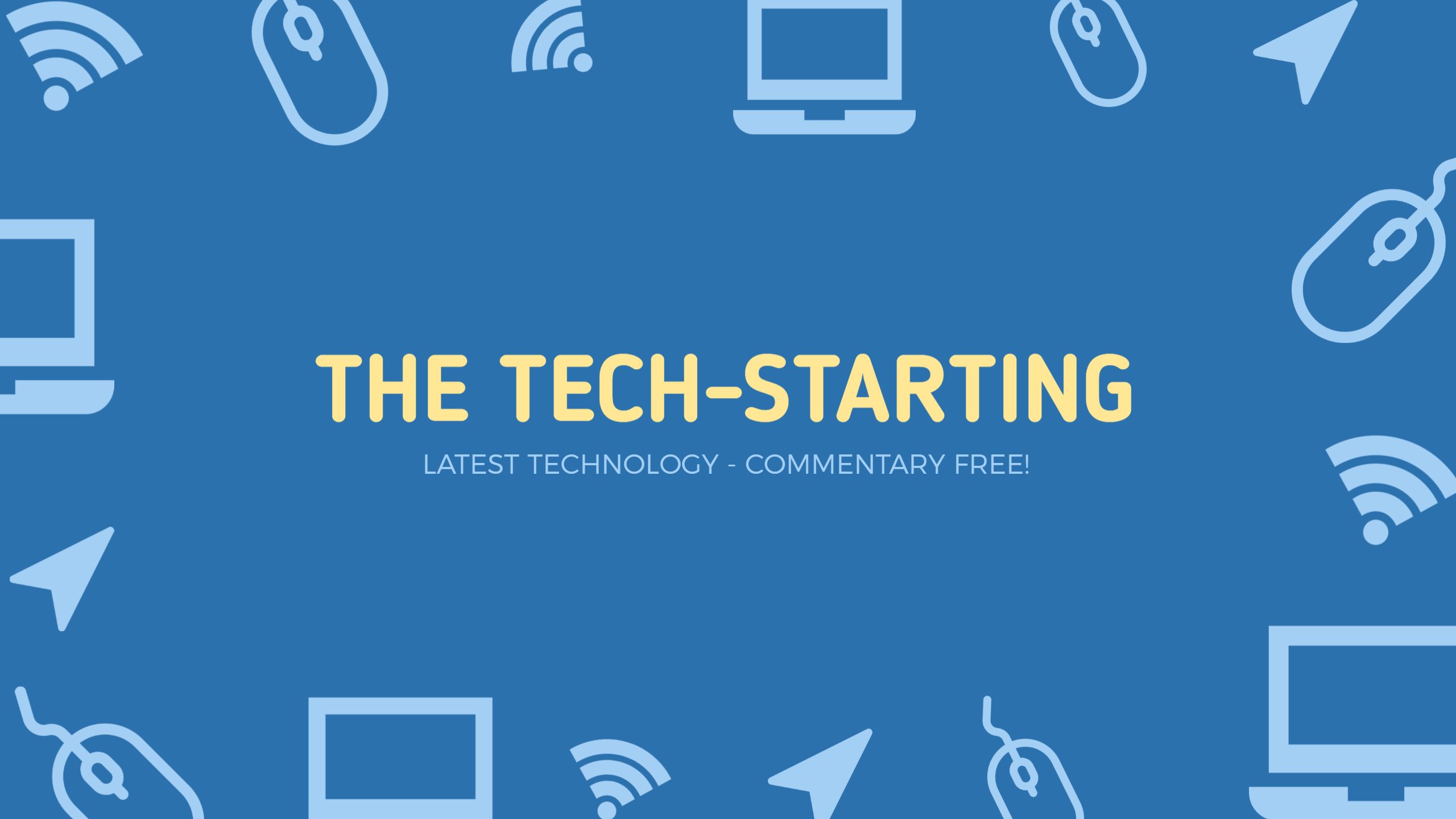 Tech-Themed Blue Background with Icons YouTube Channel Banner Template