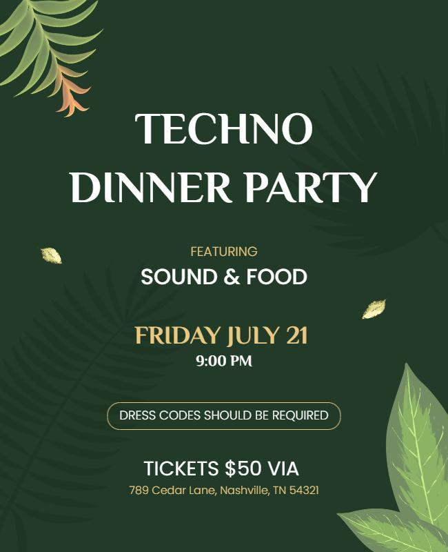 Techno Dinner Party Event Flyer Template