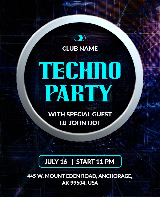 Techno Party Event Flyer Template