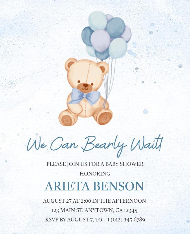 Teddy Bear Baby Shower Invitation Flyer Template