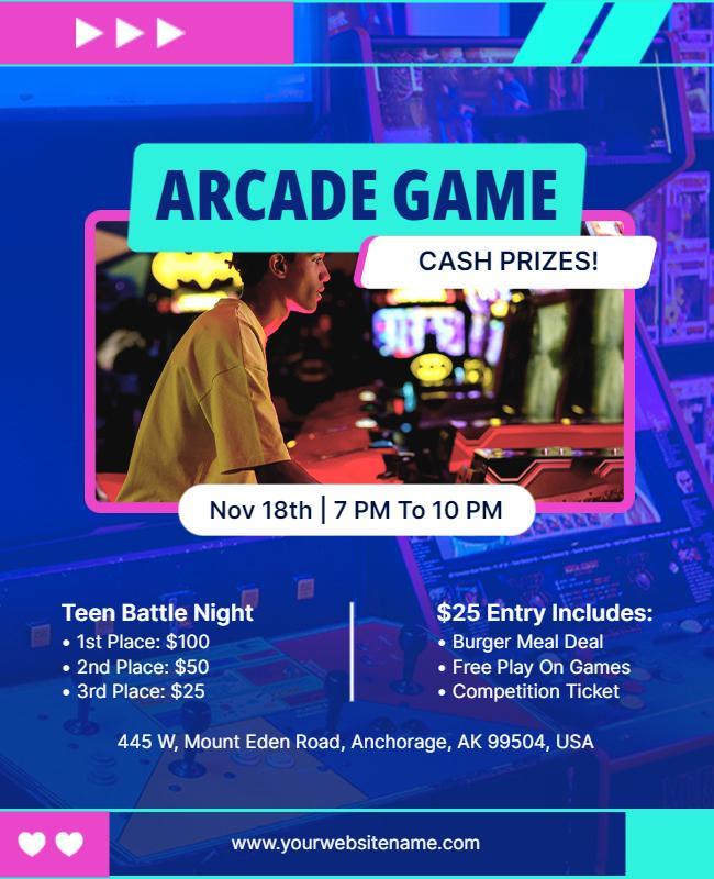 Teen Arcade Game Night Flyer Template