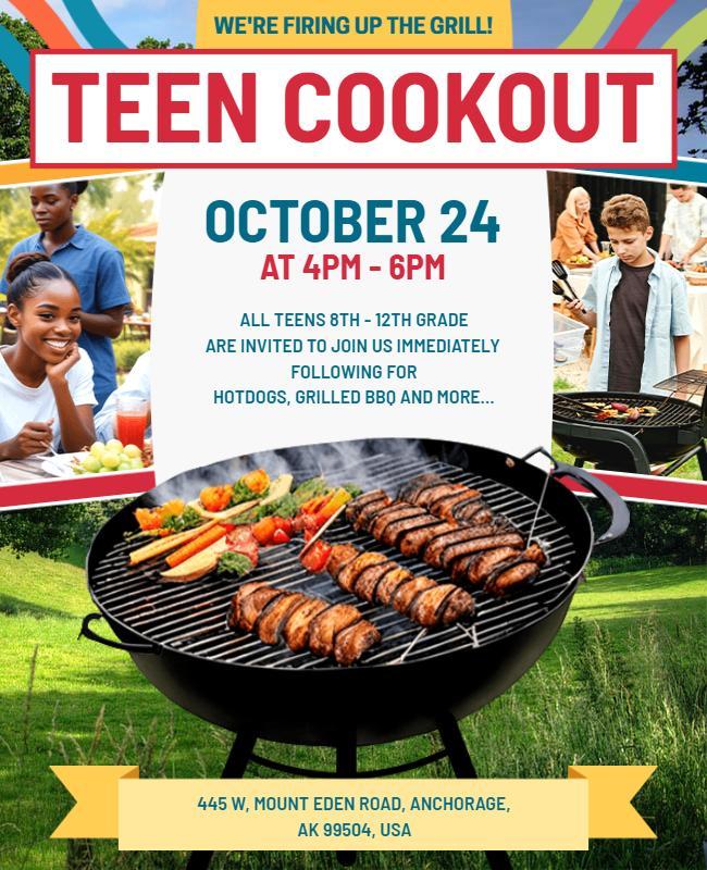 Teen Cookout BBQ Event Flyer Template