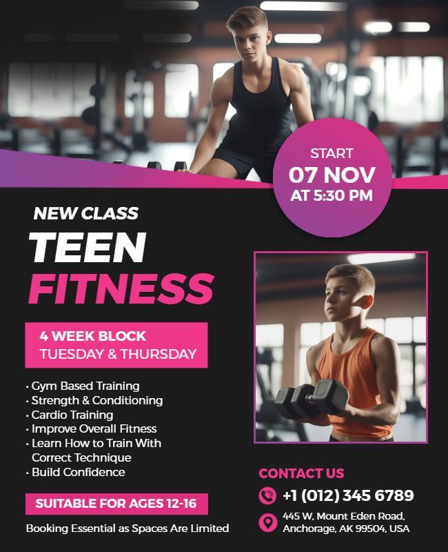 Teen Fitness Training Program Flyer Template