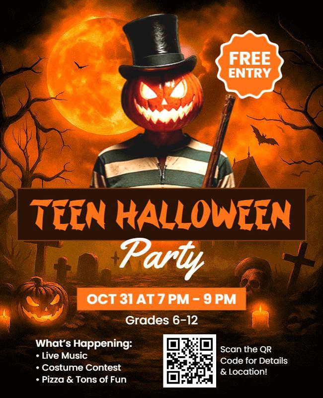 Teen Halloween Party Event Flyer Template