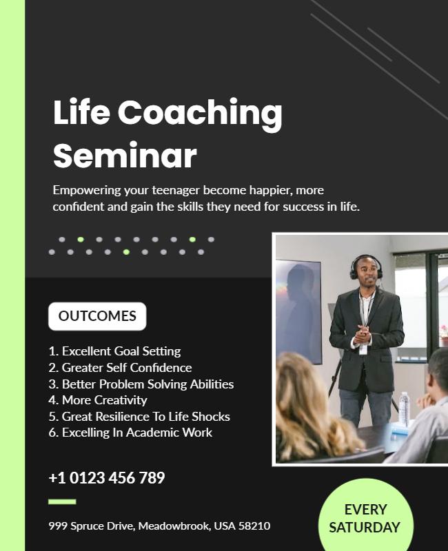 Teen Life Coaching Seminar Event Flyer Template