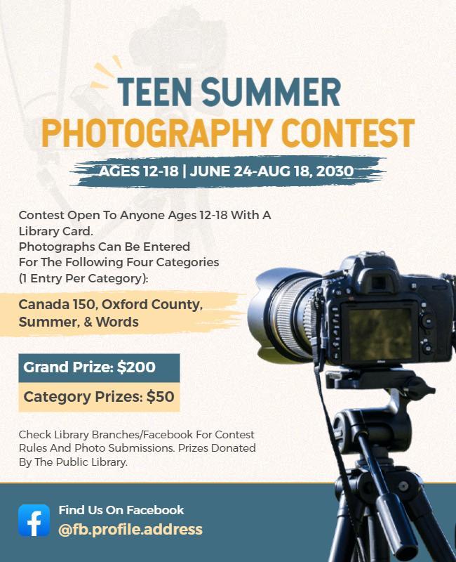 Teen Summer Photography Contest Flyer Template