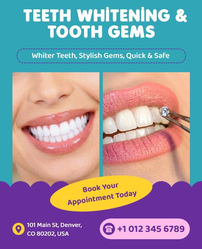 Teeth Whitening and Tooth Gems Promotion Poster Template