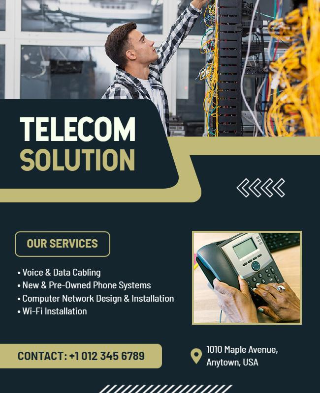 Telecom Services and Network Solutions Flyer Template