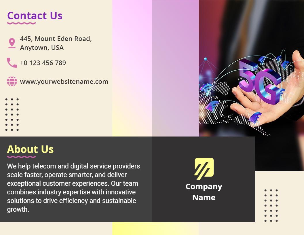 Telecommunication Services Innovative Solutions Bi Fold Brochure Template